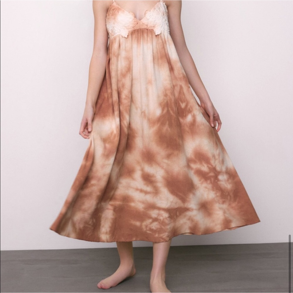 Zara NWT Orange Tie Dye midi Dress